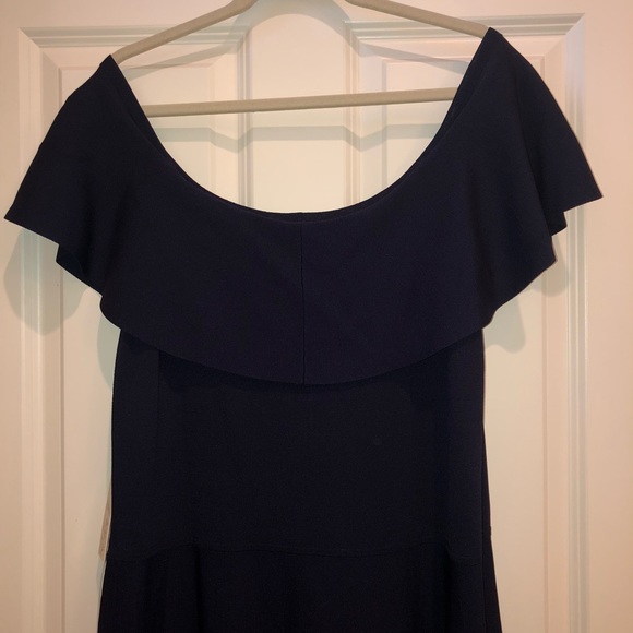 Eliza J off the shoulder navy dress - Picture 4 of 7